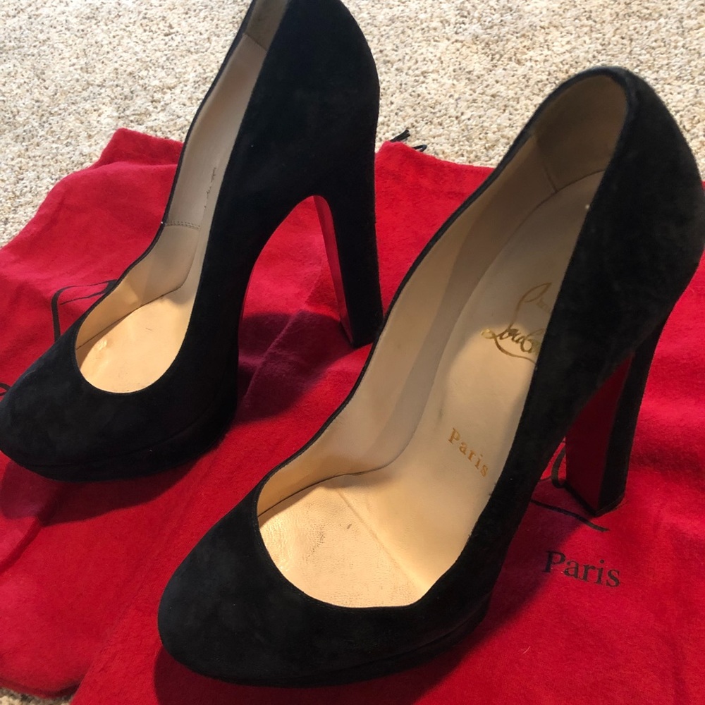 Christian Louboutin black suede pumps size 37 1/2
